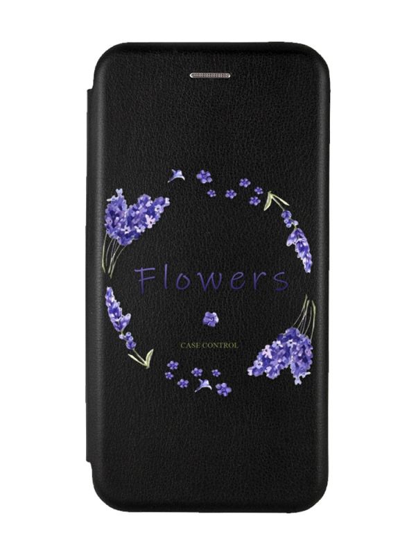 Чохол-книжка з малюнком для Samsung Galaxy А10 (2019) А105 Чорний :: Лавандовий віночок (принт 19)