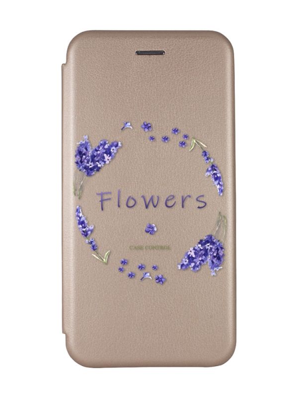 Чохол-книжка з малюнком для Samsung Galaxy А10 (2019)/ А105  Золотой :: Лавандовий віночок (принт 19)