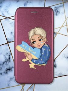 Чохол-книжка з малюнком для Samsung Galaxy J7(2016) J710 Бордовий :: Моя Україна (принт 24)