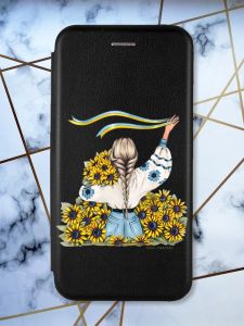 Чохол-книжка з малюнком для Samsung Galaxy A04s/ A13 5G Чорний :: Дівчина зі стрічкою (принт 25)