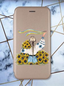 Чохол-книжка з малюнком для Samsung Galaxy А30 (2019) А305/ A20 Золотий :: Дівчина зі стрічкою (принт 25)