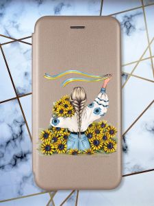 Чохол-книжка з малюнком для Xiaomi Poco C40 Золотий :: Дівчина зі стрічкою (принт 25)