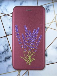 Чохол-книжка з малюнком на Samsung Galaxy M30s / М21 Бордовий :: Лаванда (принт 28)