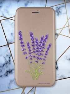 Чохол-книжка з малюнком для Samsung Galaxy A02/ A022 (2021) Золотий :: Лаванда (принт 28)