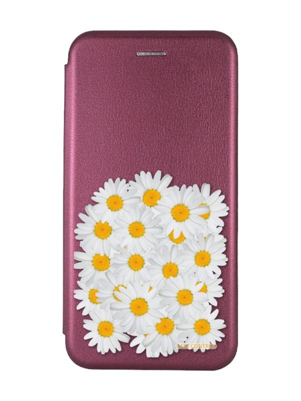 Чохол-книжка з малюнком на Samsung Galaxy M30s / М21 Бордовий :: Букет ромашок (принт 40)