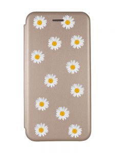 Чохол-книжка з малюнком для Samsung Galaxy A22 4G/ M22/ M32 Золотий :: Фон ромашки (принт 41)