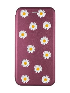 Чохол-книжка з малюнком на Samsung Galaxy M30s / М21 Бордовий :: Фон ромашки (принт 41)