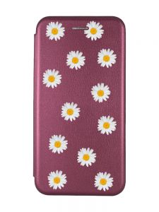 Чохол-книжка з малюнком для Samsung Galaxy A03 Сore/ A032 Бордовий :: Фон ромашки (принт 41)