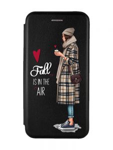 Чохол-книжка з малюнком для Xiaomi Redmi 7A Чорний :: Дівчина з кавою (принт 59)