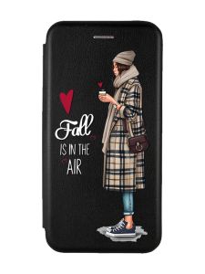 Чохол-книжка з малюнком для Samsung Galaxy J3(2016) / J310 Чорний :: Дівчина з кавою (принт 59)