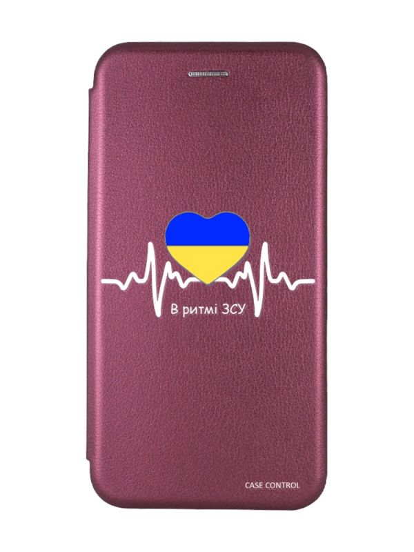 Чохол-книжка з малюнком для Xiaomi Redmi 7A Бордовий :: В ритмі ЗСУ (принт 71)