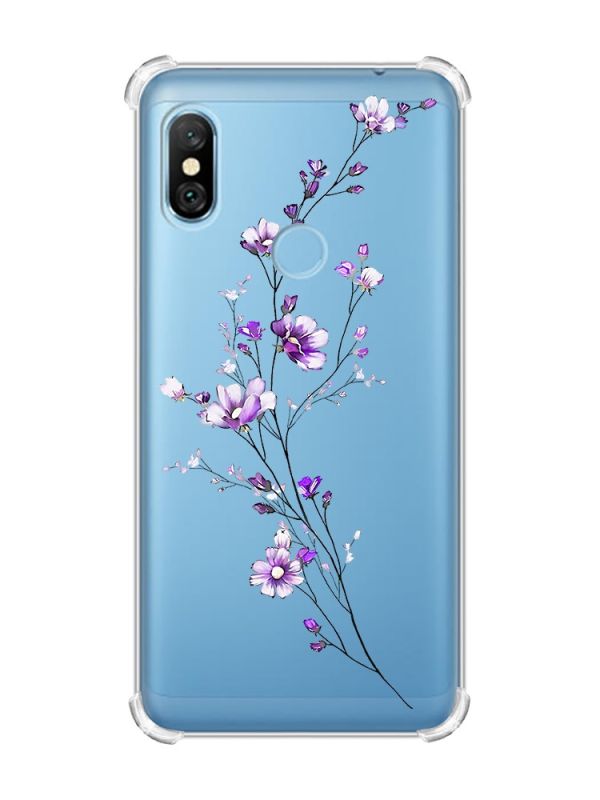 Чохол з потовщеними кутами на Xiaomi Redmi Note 6 Pro :: Гілочка квітів (принт 278)