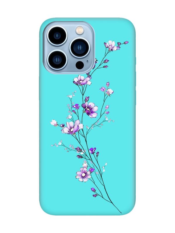 Матовий бірюзовий чохол на Apple iPhone 13 Pro Max :: Гілочка квітів (принт 278)