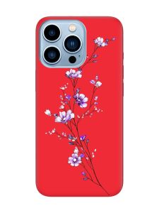 Матовий червоний чохол на Apple iPhone 13 Pro Max :: Гілочка квітів (принт 278)