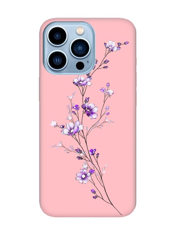 Матовий рожевий чохол на Apple iPhone 13 Pro Max :: Гілочка квітів (принт 278)