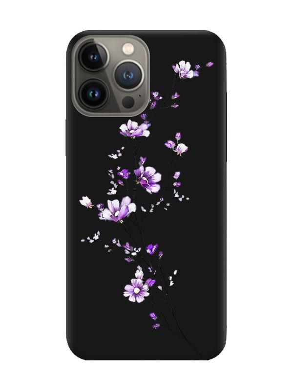 Матовий чорний чохол на Apple iPhone 13 Pro :: Гілочка квітів (принт 278)