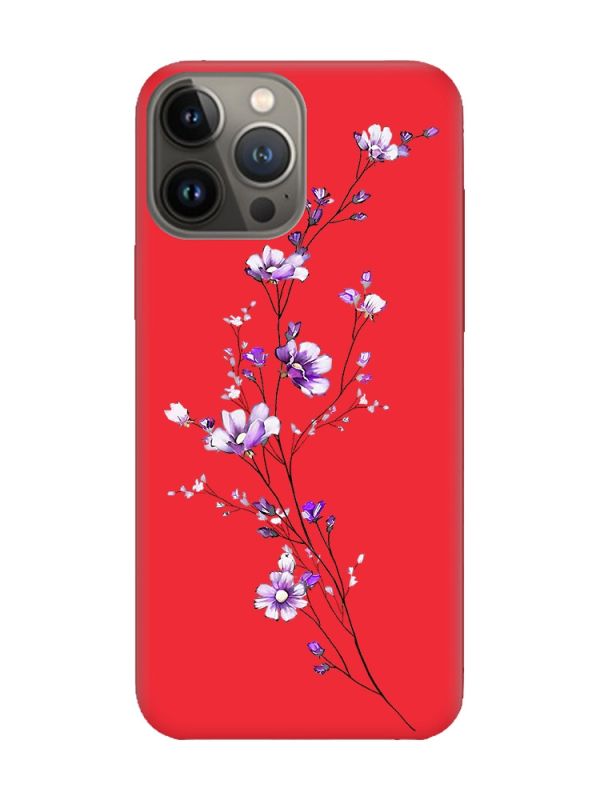 Матовий червоний чохол на Apple iPhone 13 Pro :: Гілочка квітів (принт 278)