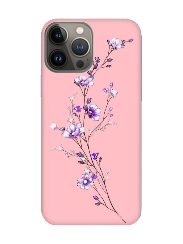 Матовий рожевий чохол на Apple iPhone 13 Pro :: Гілочка квітів (принт 278)