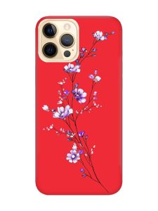Матовий червоний чохол на Apple iPhone 12 Pro Max :: Гілочка квітів (принт 278)