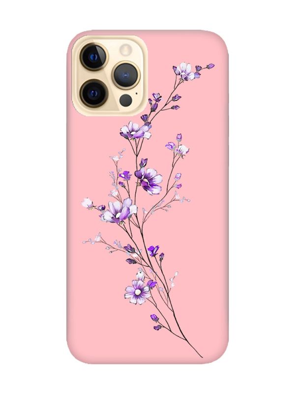 Матовий рожевий чохол на Apple iPhone 12 Pro Max :: Гілочка квітів (принт 278)