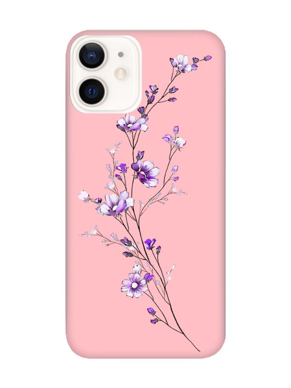 Матовий рожевий чохол на Apple iPhone 12 / 12 Pro (6.1) :: Гілочка квітів (принт 278)