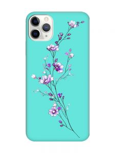 Матовий бірюзовий чохол на iPhone 11 Pro Max (6.5) :: Гілочка квітів (принт 278)