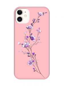 Матовий рожевий чохол на Apple iPhone 11 (6.1) :: Гілочка квітів (принт 278)