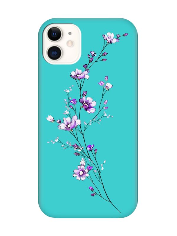 Матовий бірюзовий чохол на Apple iPhone 11 (6.1) :: Гілочка квітів (принт 278)