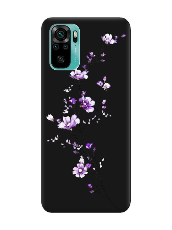 Матовий чорний чохол на Xiaomi Redmi Note 10 / Note 10s :: Гілочка квітів (принт 278)