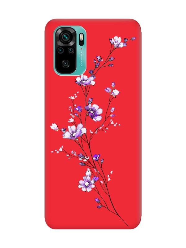 Матовий червоний чохол на Xiaomi Redmi Note 10 / Note 10s :: Гілочка квітів (принт 278)