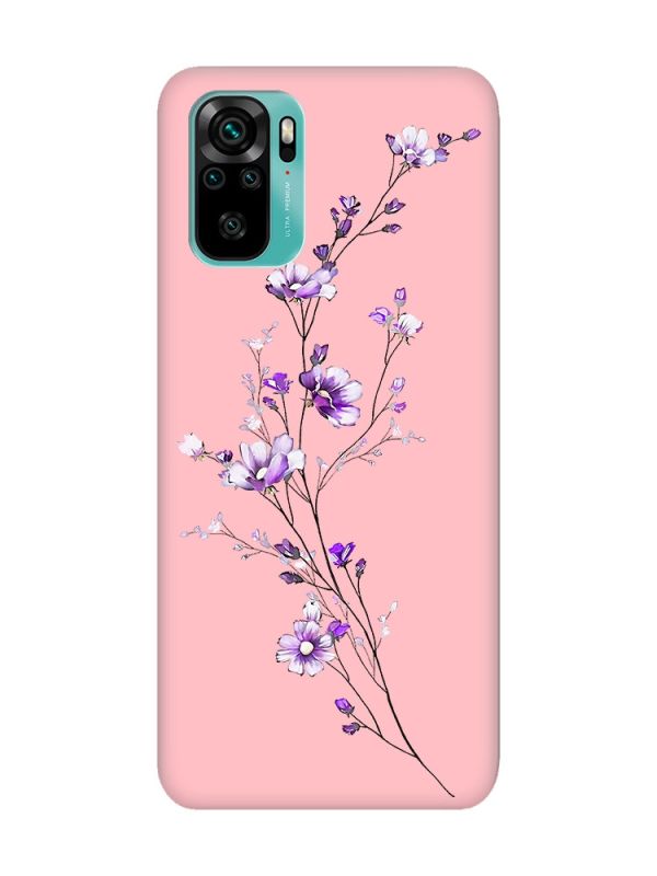 Матовий рожевий чохол на Xiaomi Redmi Note 10 / Note 10s :: Гілочка квітів (принт 278)