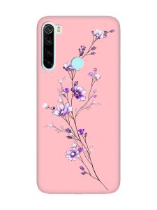 Матовий рожевий чохол на Xiaomi Redmi Note 8 :: Гілочка квітів (принт 278)