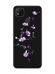 Матовий чорний чохол на Xiaomi Redmi 9C/10A :: Гілочка квітів (принт 278)