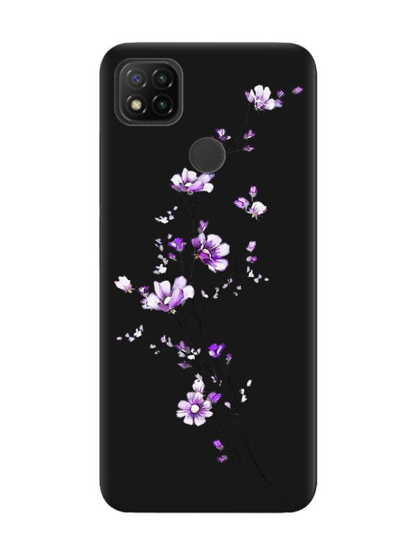 Матовий чорний чохол на Xiaomi Redmi 9C/10A :: Гілочка квітів (принт 278)