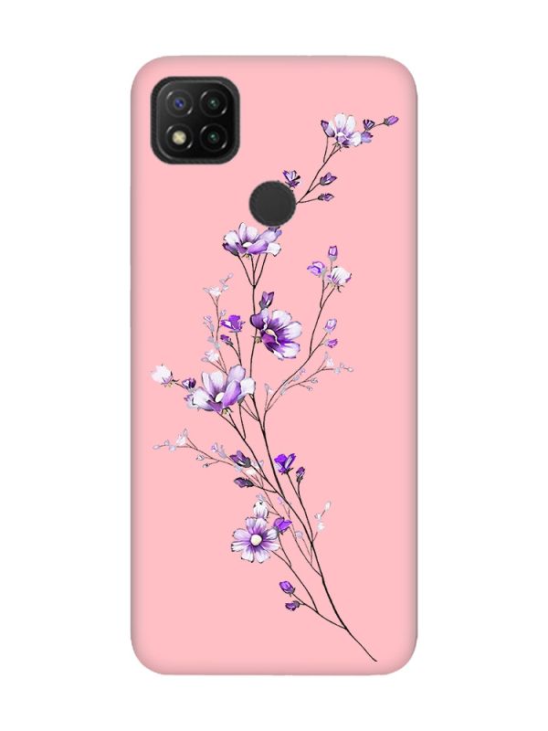 Матовий рожевий чохол на Xiaomi Redmi 9C/10A :: Гілочка квітів (принт 278)