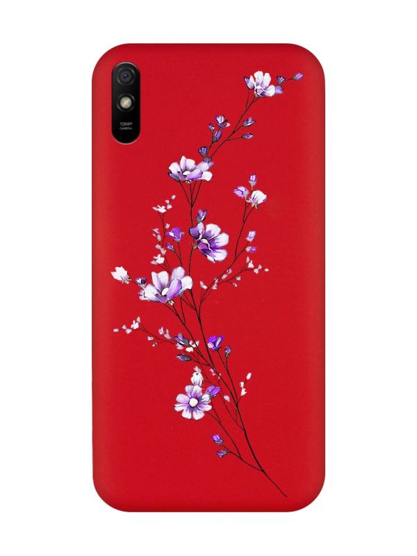 Матовий червоний чохол на Xiaomi Redmi 9A :: Гілочка квітів (принт 278)