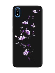 Матовий чорний чохол на Xiaomi Redmi 7A :: Гілочка квітів (принт 278)