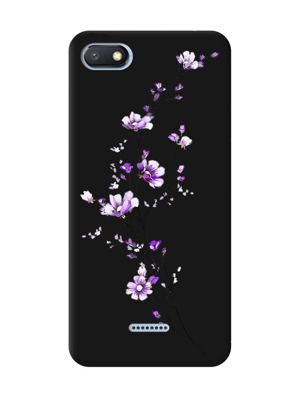 Матовий чорний чохол на Xiaomi Redmi 6A :: Гілочка квітів (принт 278)