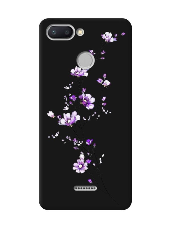 Матовий чорний чохол на Xiaomi Redmi 6 :: Гілочка квітів (принт 278)