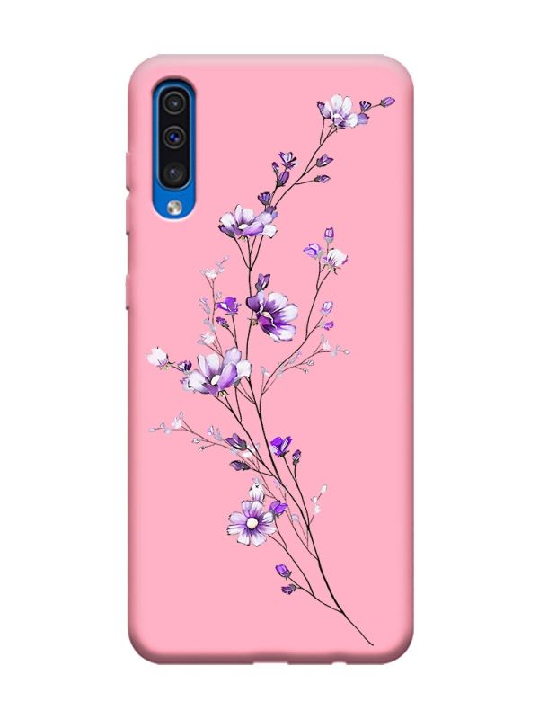 Матовий рожевий чохол на Samsung Galaxy A50 (2019) A505 :: Гілочка квітів (принт 278)