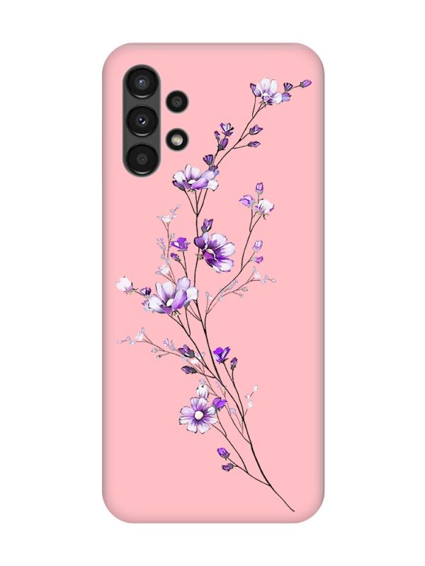 Матовий рожевий чохол на Samsung A13 4G :: Гілочка квітів (принт 278)