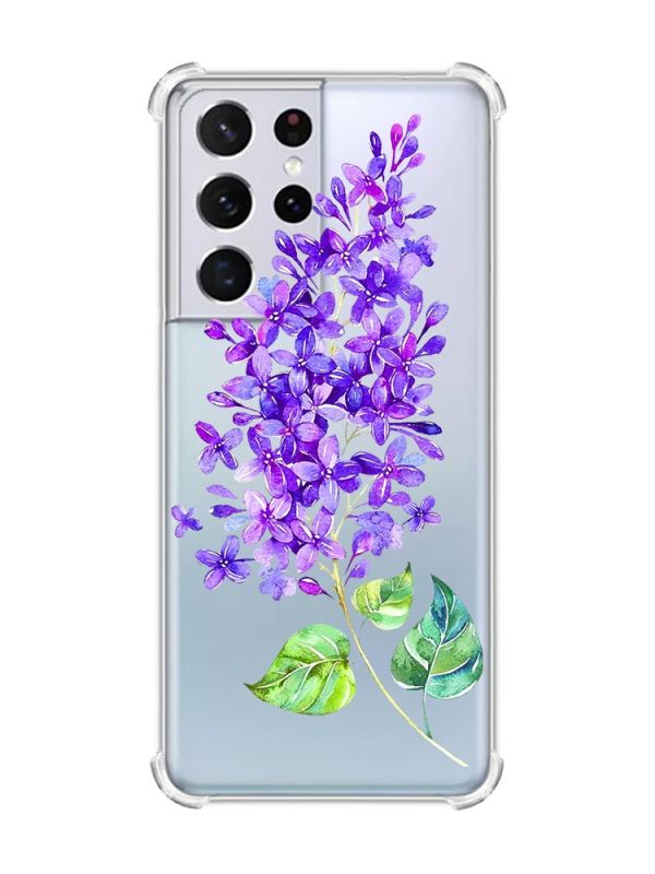 Чохол з потовщеними кутами на Samsung Galaxy S21 Ultra :: Гілочка бузку (принт 280)