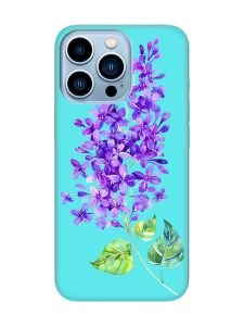 Матовий бірюзовий чохол на Apple iPhone 13 Pro Max :: Гілочка бузку (принт 280)
