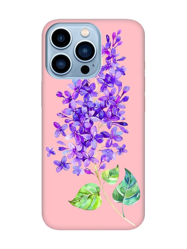 Матовий рожевий чохол на Apple iPhone 13 Pro Max :: Гілочка бузку (принт 280)