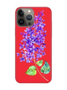 Матовий червоний чохол на Apple iPhone 13 Pro :: Гілочка бузку (принт 280)