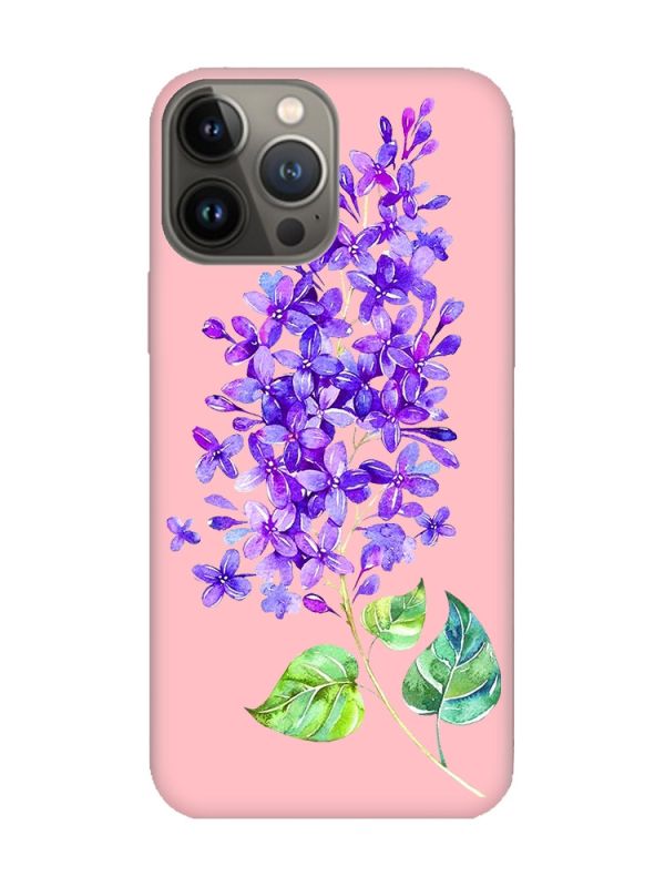 Матовий рожевий чохол на Apple iPhone 13 Pro :: Гілочка бузку (принт 280)