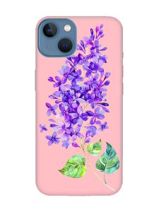 Матовий рожевий чохол на Apple iPhone 13 :: Гілочка бузку (принт 280)