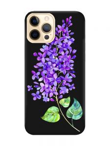 Матовий чорний чохол на Apple iPhone 12 Pro Max :: Гілочка бузку (принт 280)