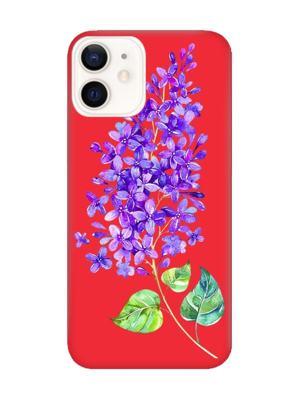 Матовий червоний чохол на Apple iPhone 12 / 12 Pro (6.1) :: Гілочка бузку (принт 280)