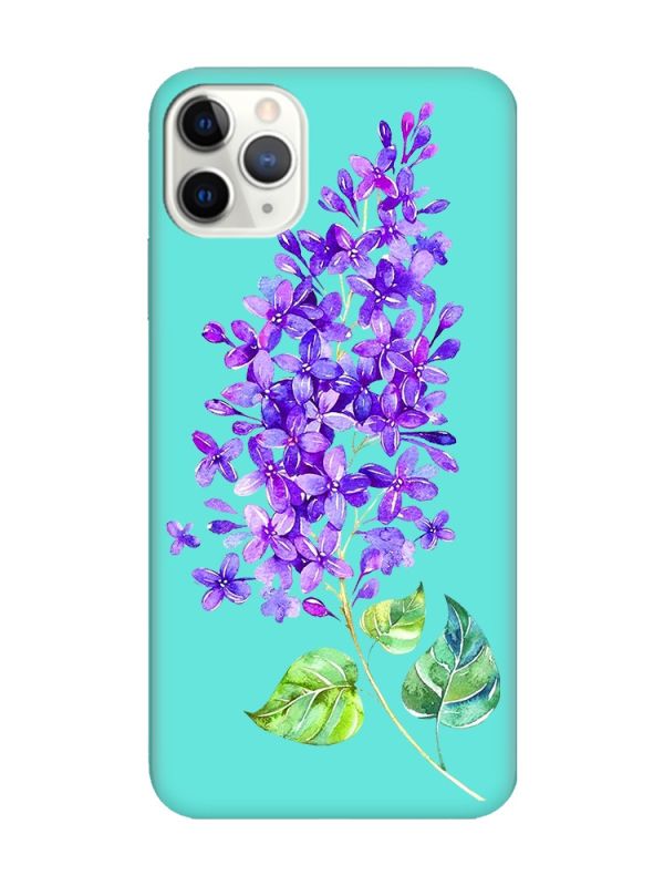 Матовий бірюзовий чохол на iPhone 11 Pro Max (6.5) :: Гілочка бузку (принт 280)